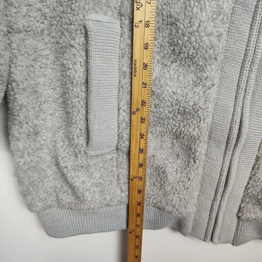 Roaman's Teddy-Bear Jacket Women's 1X 22/24 Gray‎ Full-Zip Pockets Wide Collar